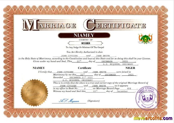 Niger marriage certificate